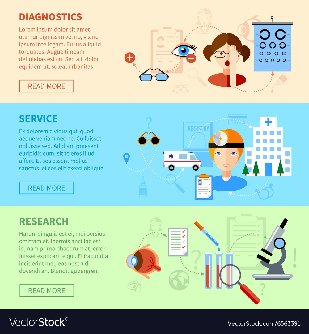 Eyesight Problems Banners Set Royalty Free Vector Image
