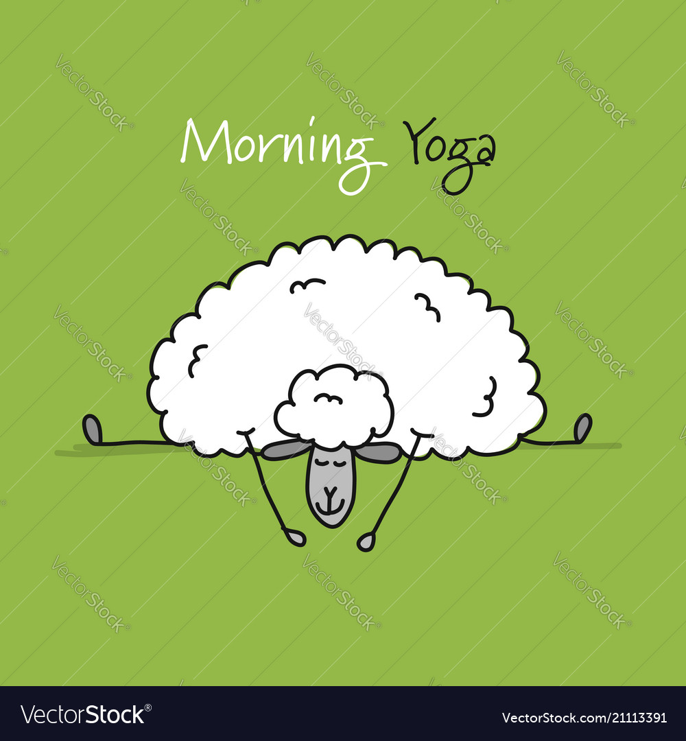 Funny sheep doing yoga sketch for your design