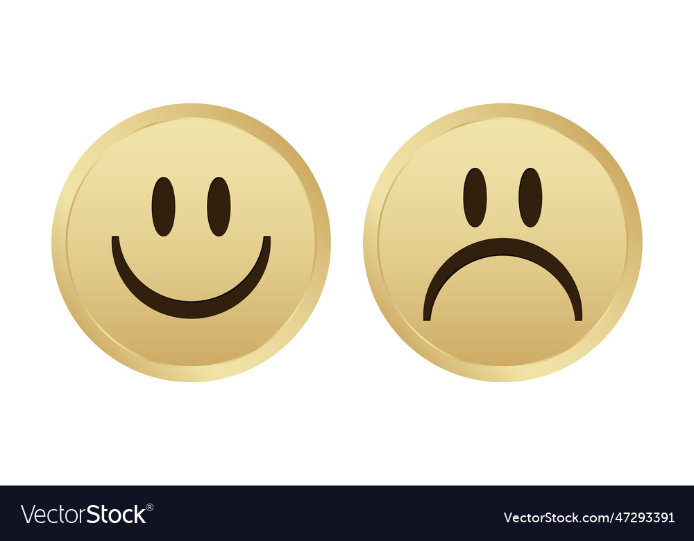 Gold coin emoji happy face Royalty Free Vector Image