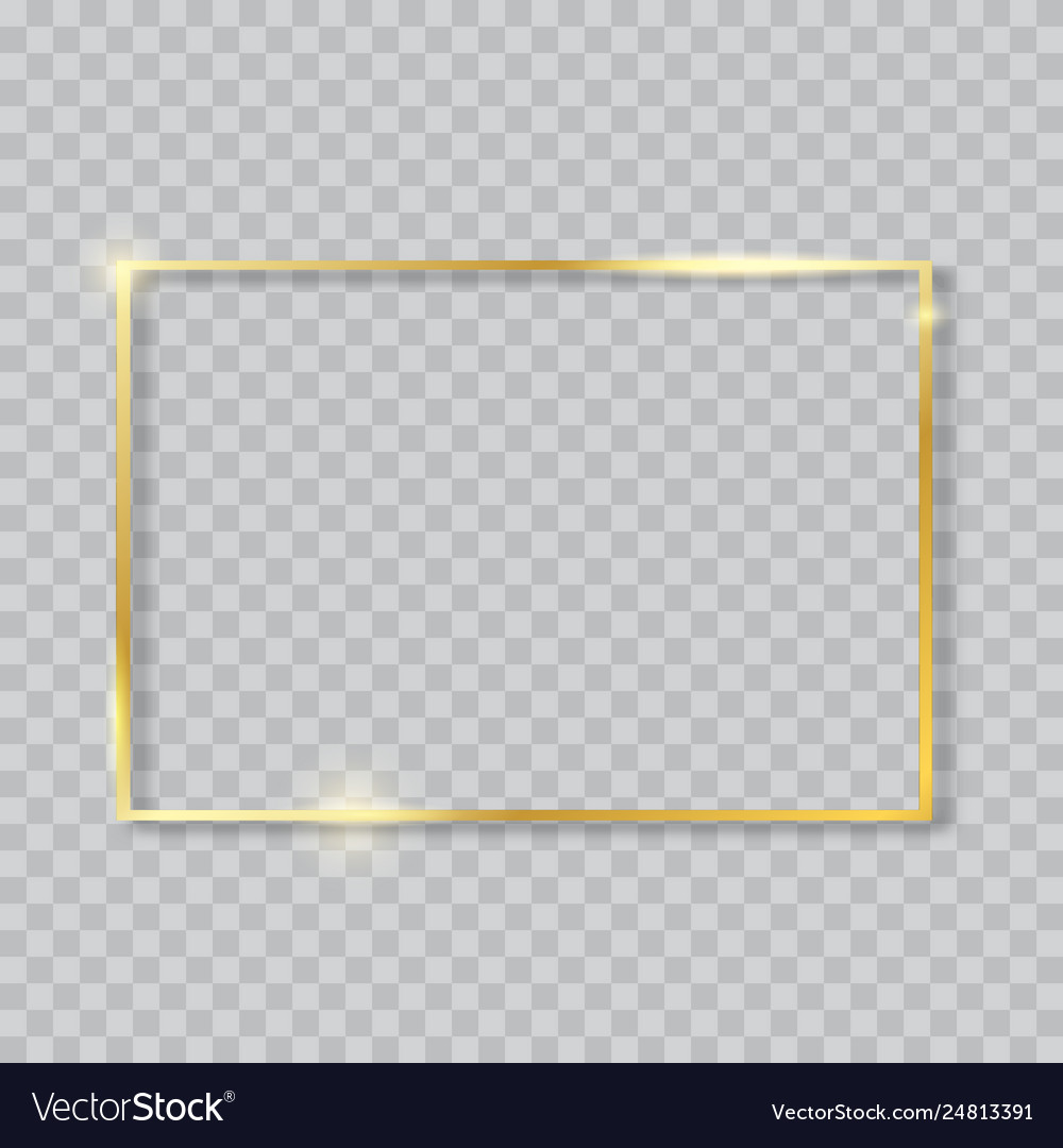 Gold shiny glowing vintage frame on transparent Vector Image