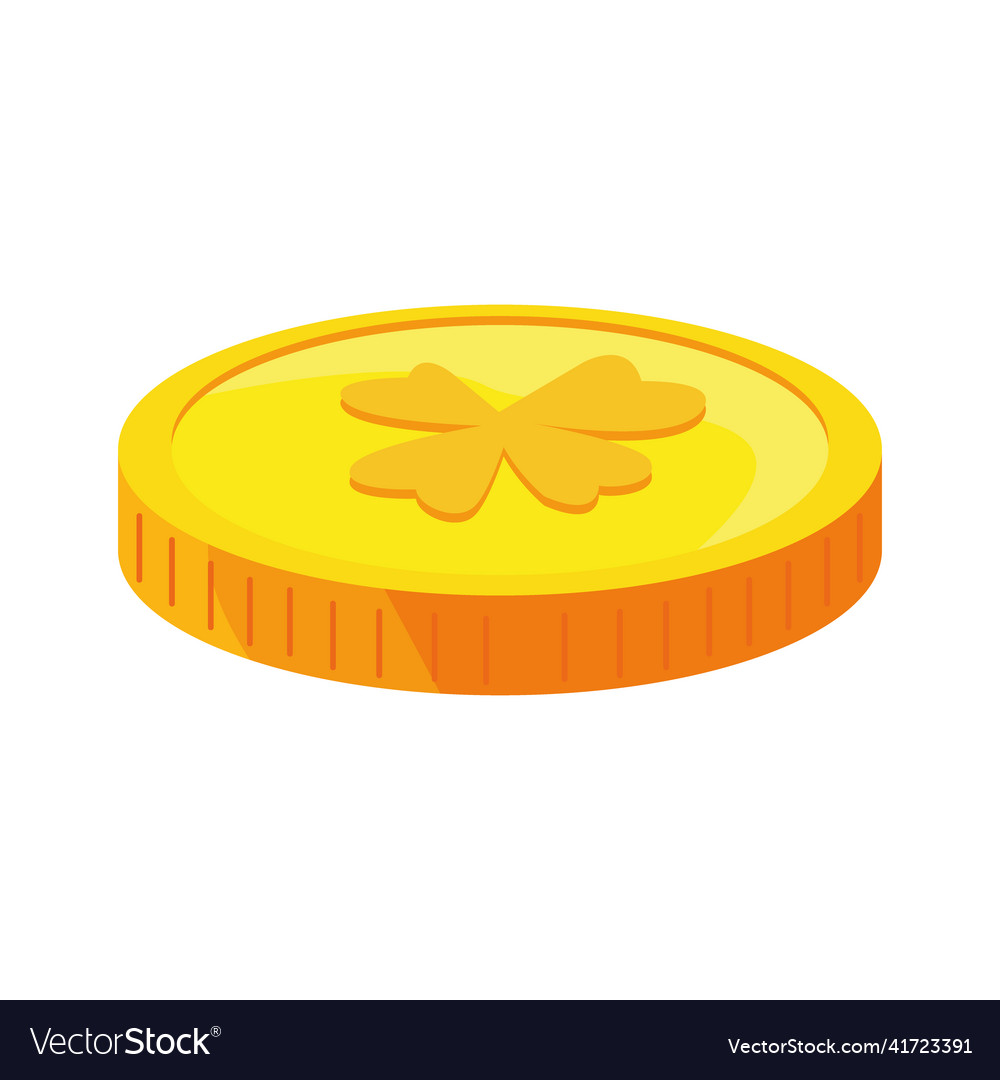 Golden clover coin design Royalty Free Vector Image