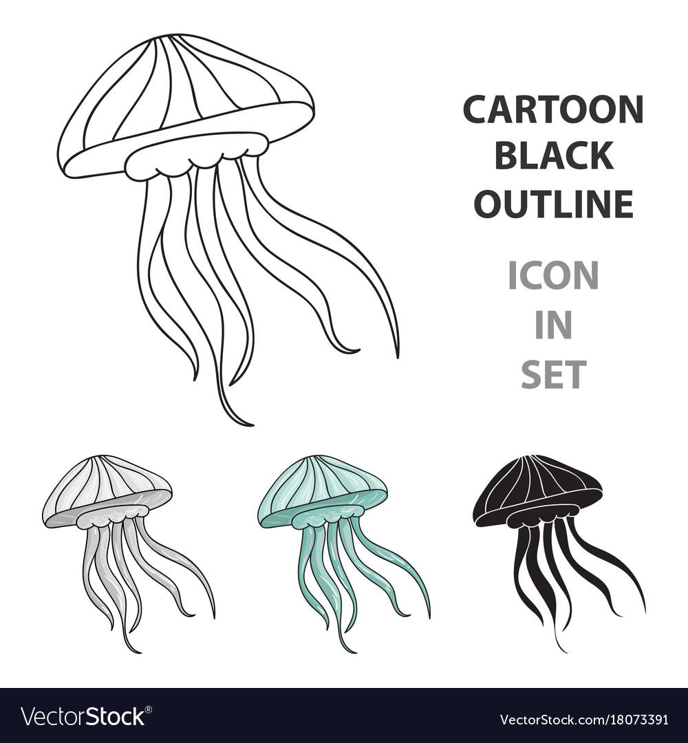 Jelly fish icon in cartoon style isolated on white