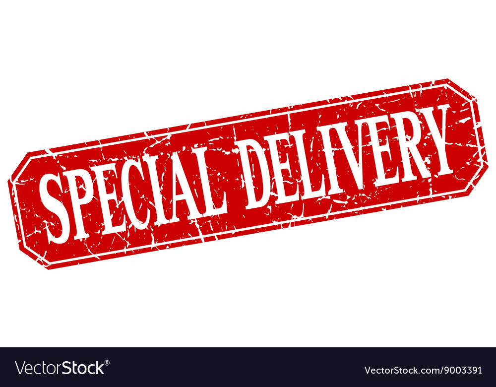 Special Delivery Red Square Vintage Grunge Vector Image