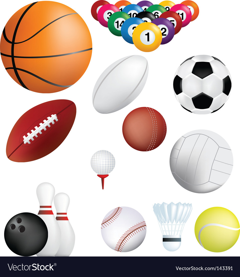 Sports balls on white