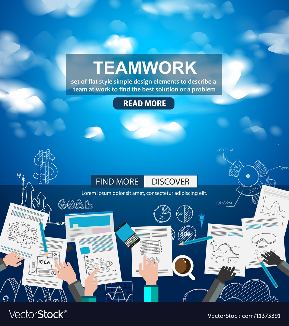 teamwork business concept with doodles sketch vector image describe teamwork