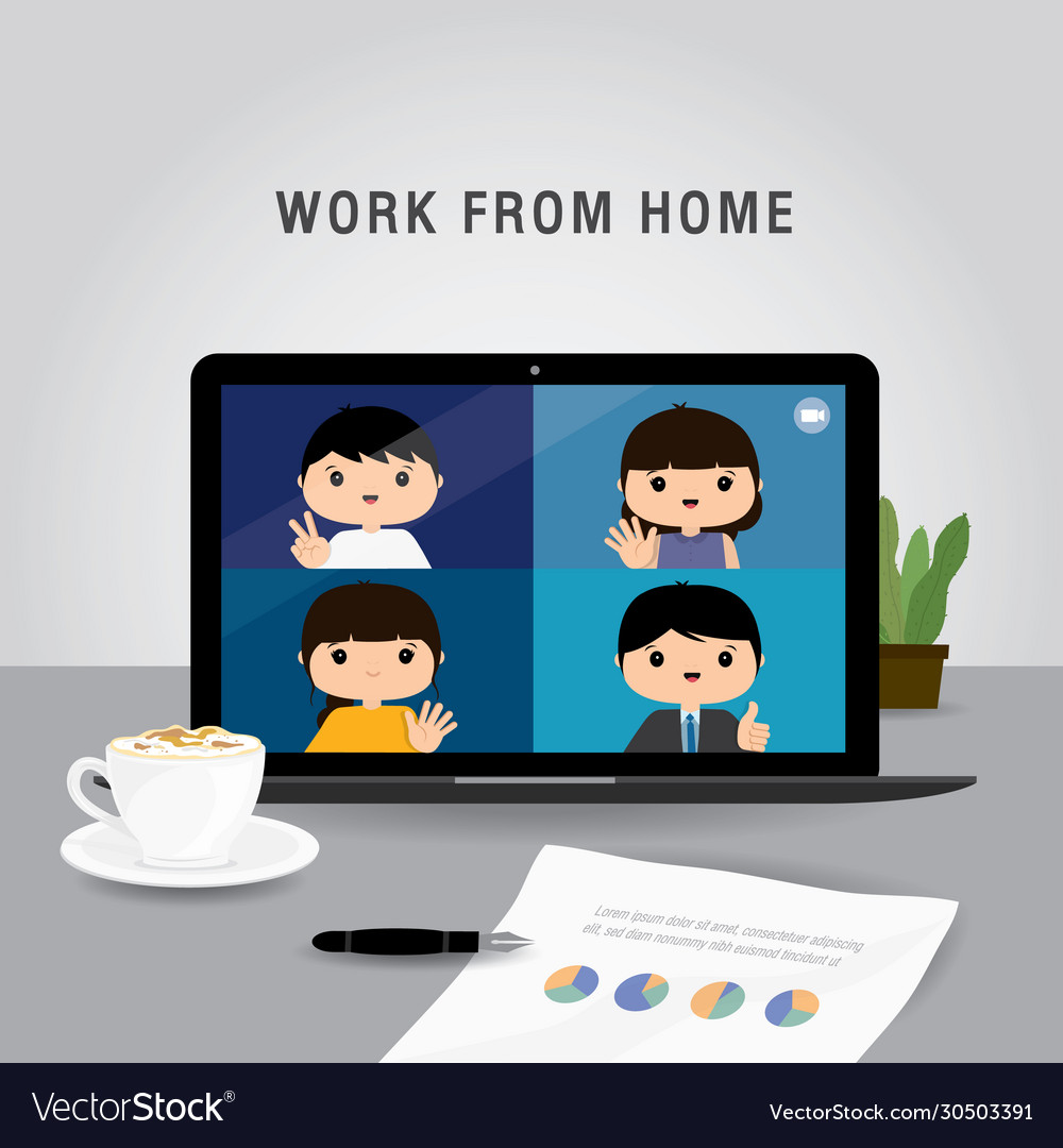 Work from home conference video call Royalty Free Vector