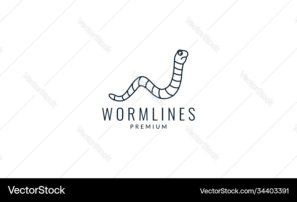 Worm cute line art outline logo icon design Vector Image
