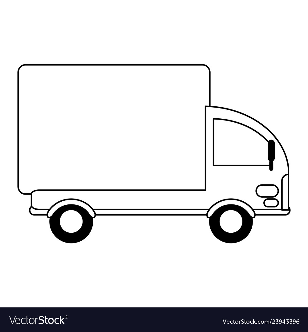 Cargo truck sideview vehicle black and white Vector Image