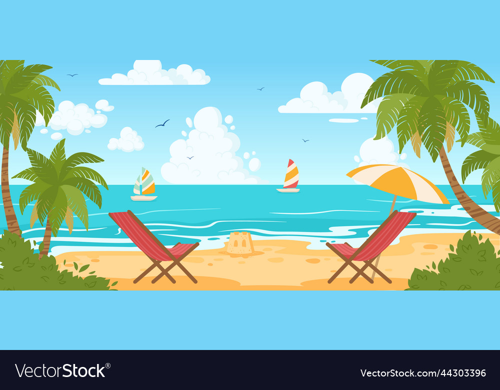 Cartoon summer seaside beach landscape nature Vector Image