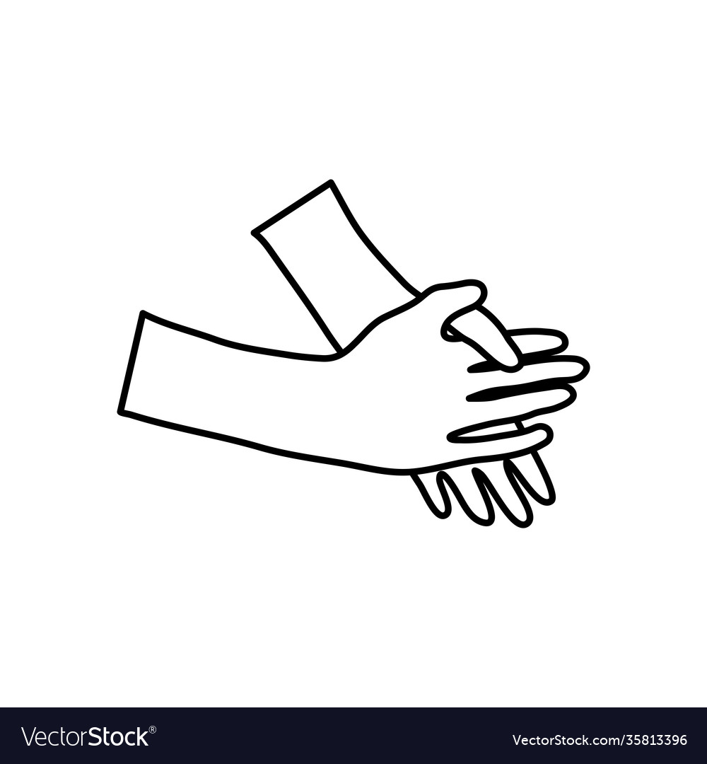 Hands washing gesture line style Royalty Free Vector Image