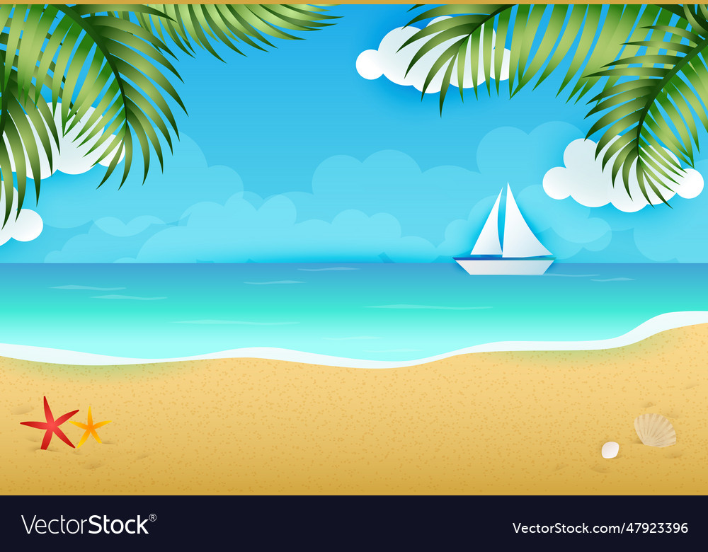 Idyllic Background Of Tropical Beach Landscape Vector Image