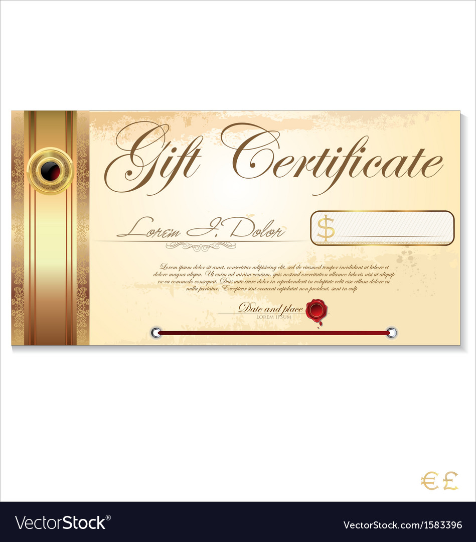 Luxury gift certificate template Royalty Free Vector Image Inside Company Gift Certificate Template