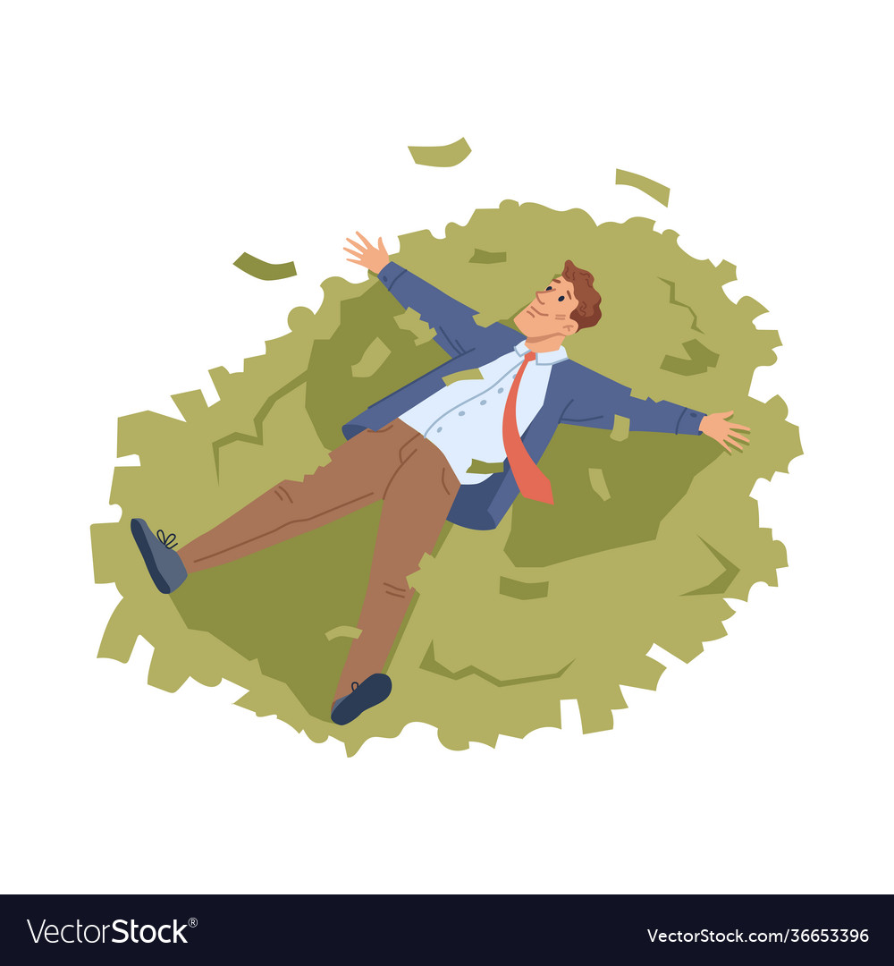 Millionaire lie on dollar banknotes money wealth Vector Image