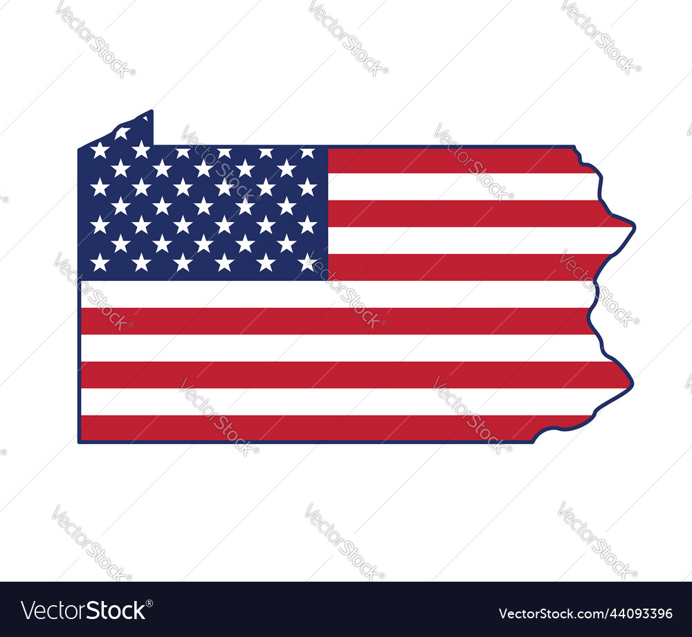 Pennsylvania state shape with usa flag Royalty Free Vector