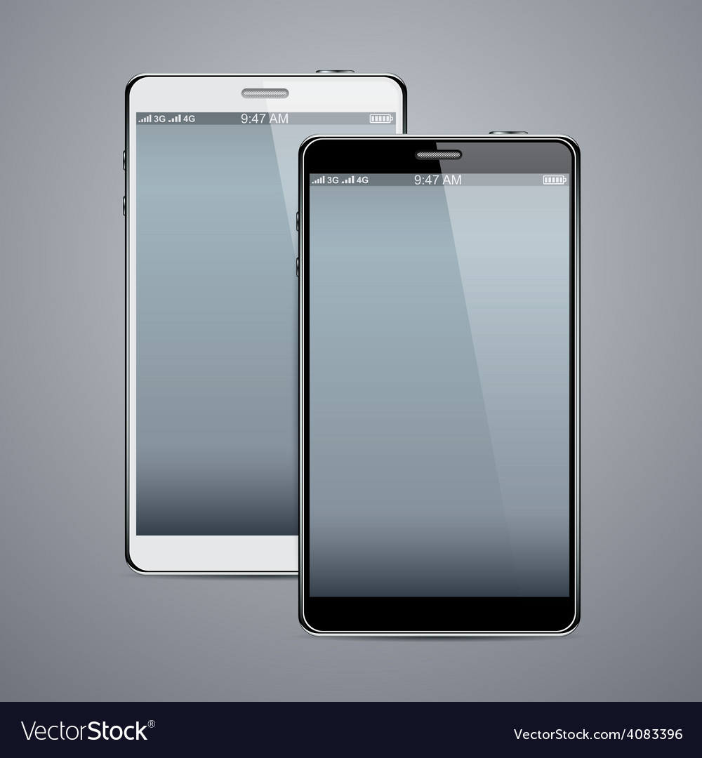 Realistic black and white smartphones