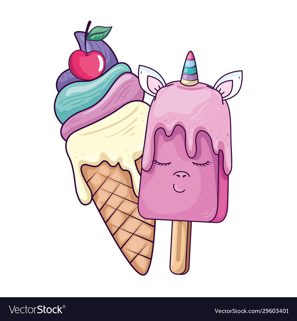 Süßes und leckeres Eis kawaii Stil