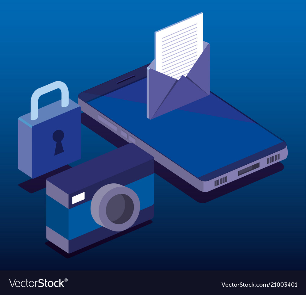 Cyber security isometrics icons Royalty Free Vector Image