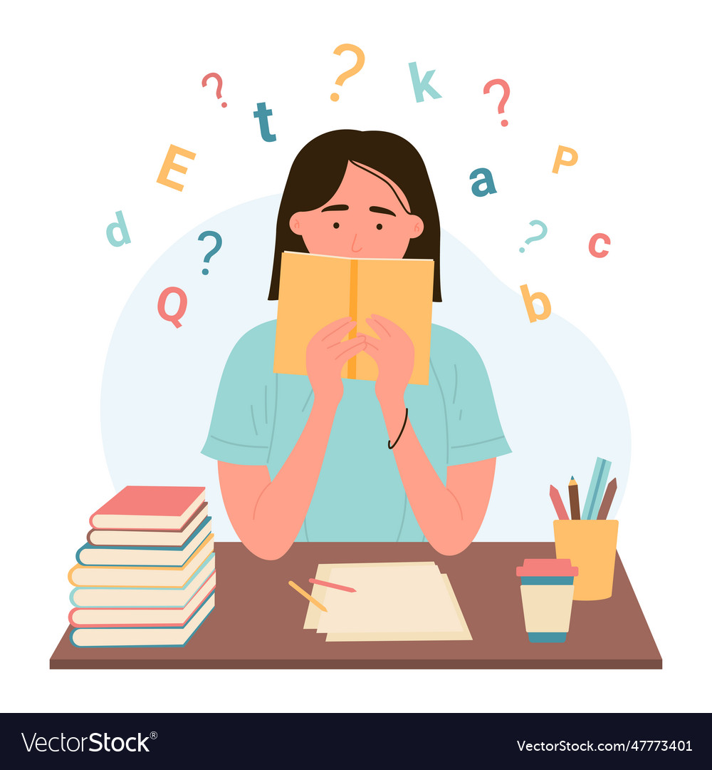 Dyslexia disability disorder problem of reading Vector Image