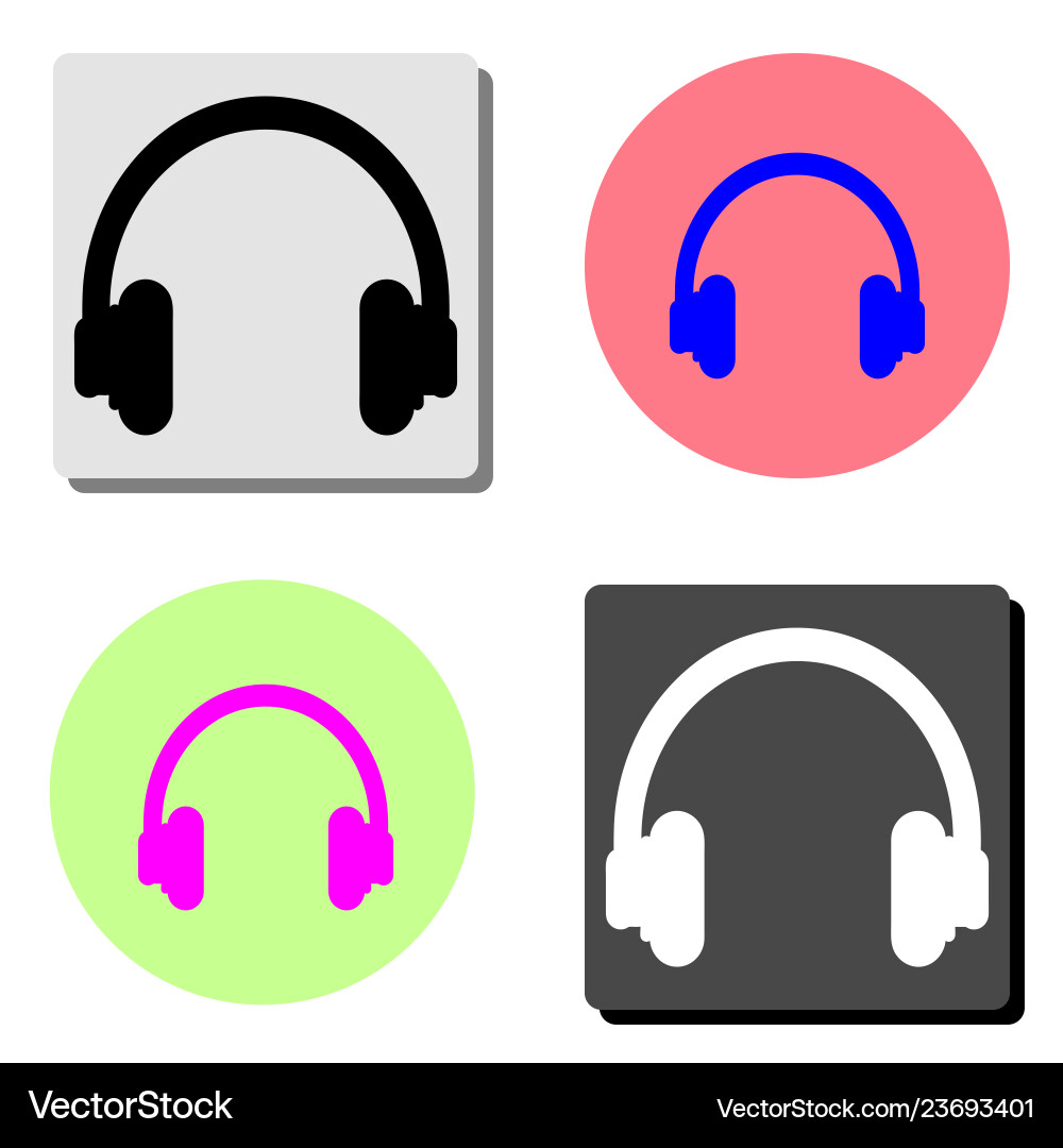 Headphone flat icon Royalty Free Vector Image - VectorStock