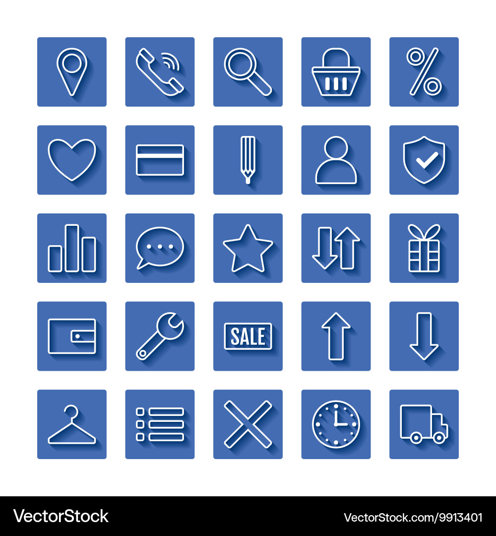 Icon set e-Commerce flat linear design shopping Vector Image