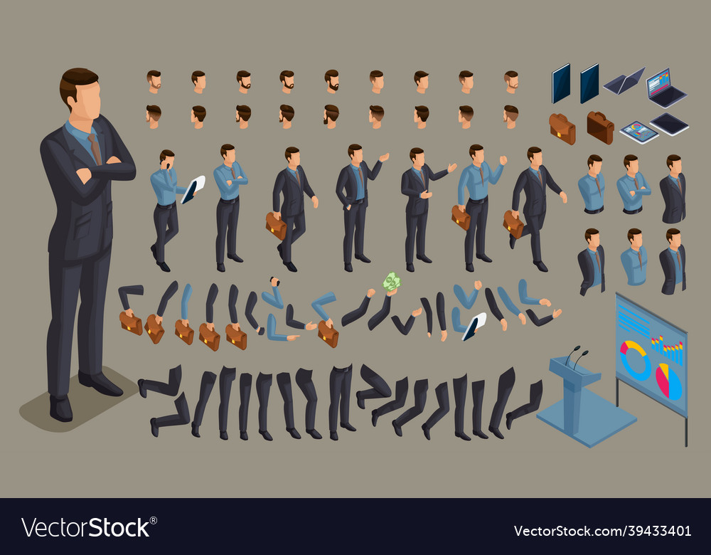 Large isometric set of gestures hands and feet