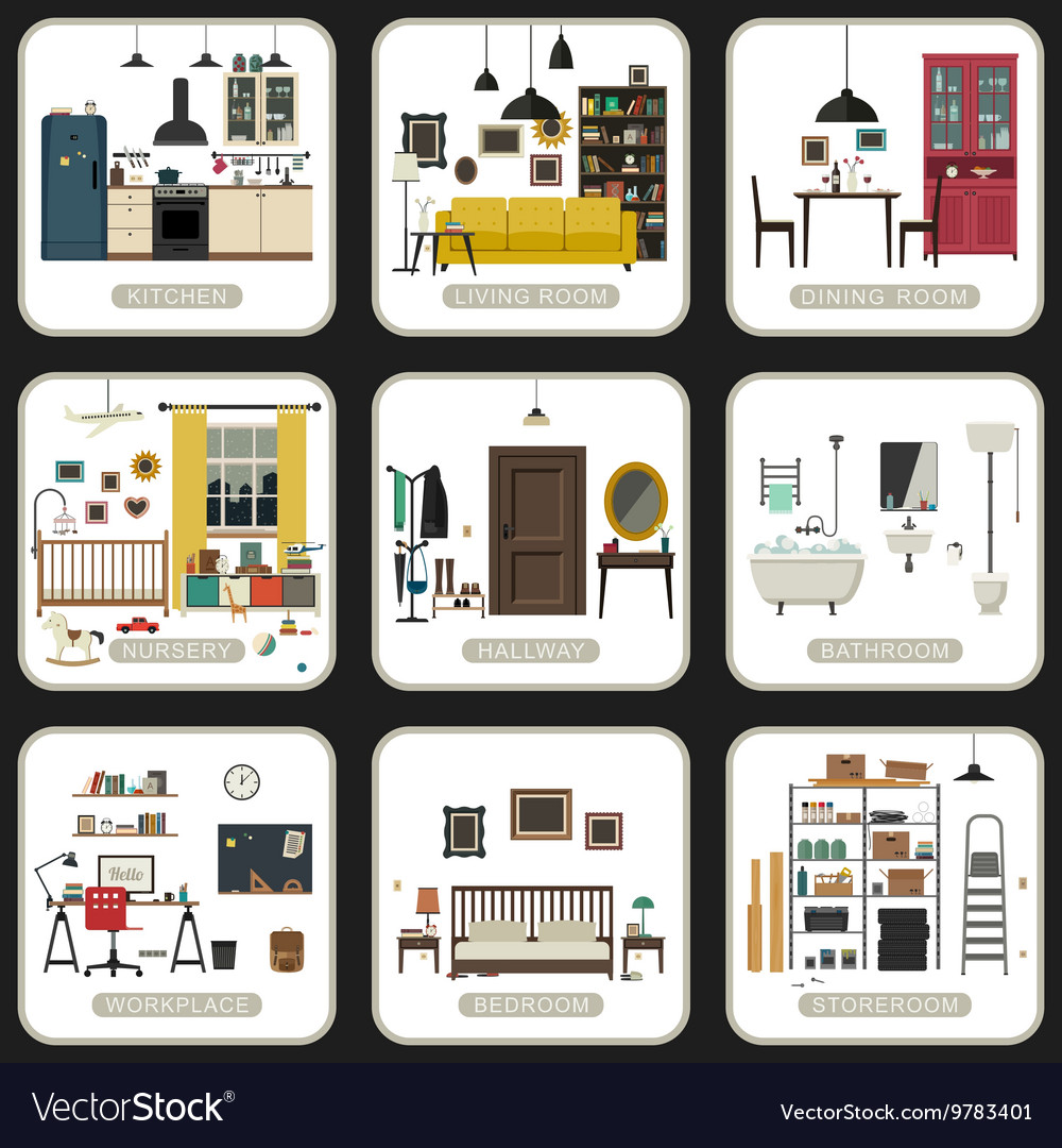 Different rooms in the house Royalty Free Vector Image