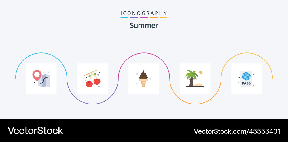 Summer flat 5 icon pack including diving pass Vector Image