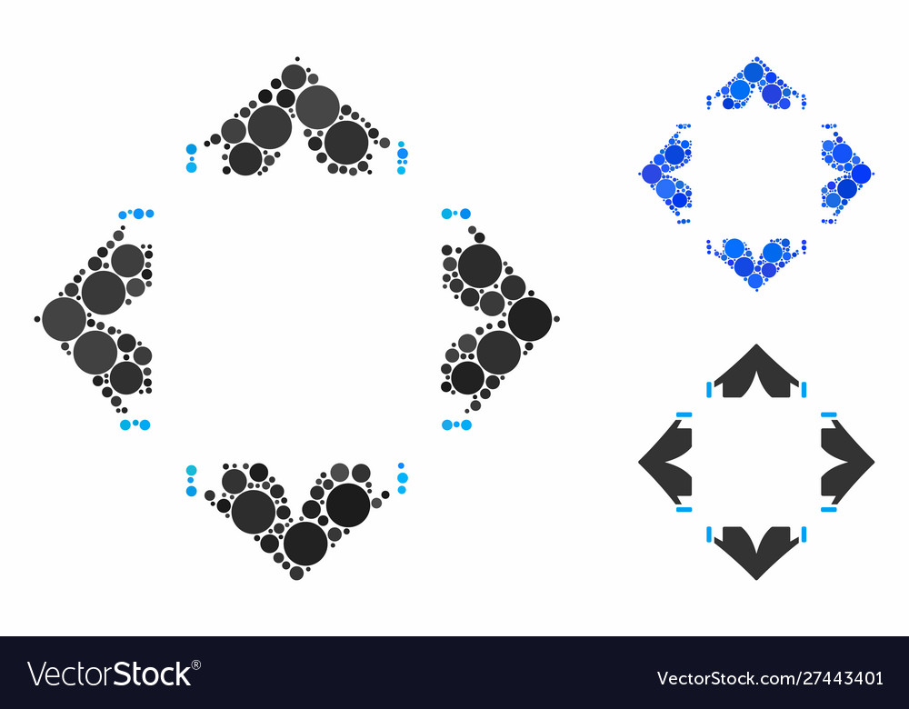 Tent camp mosaic icon circles