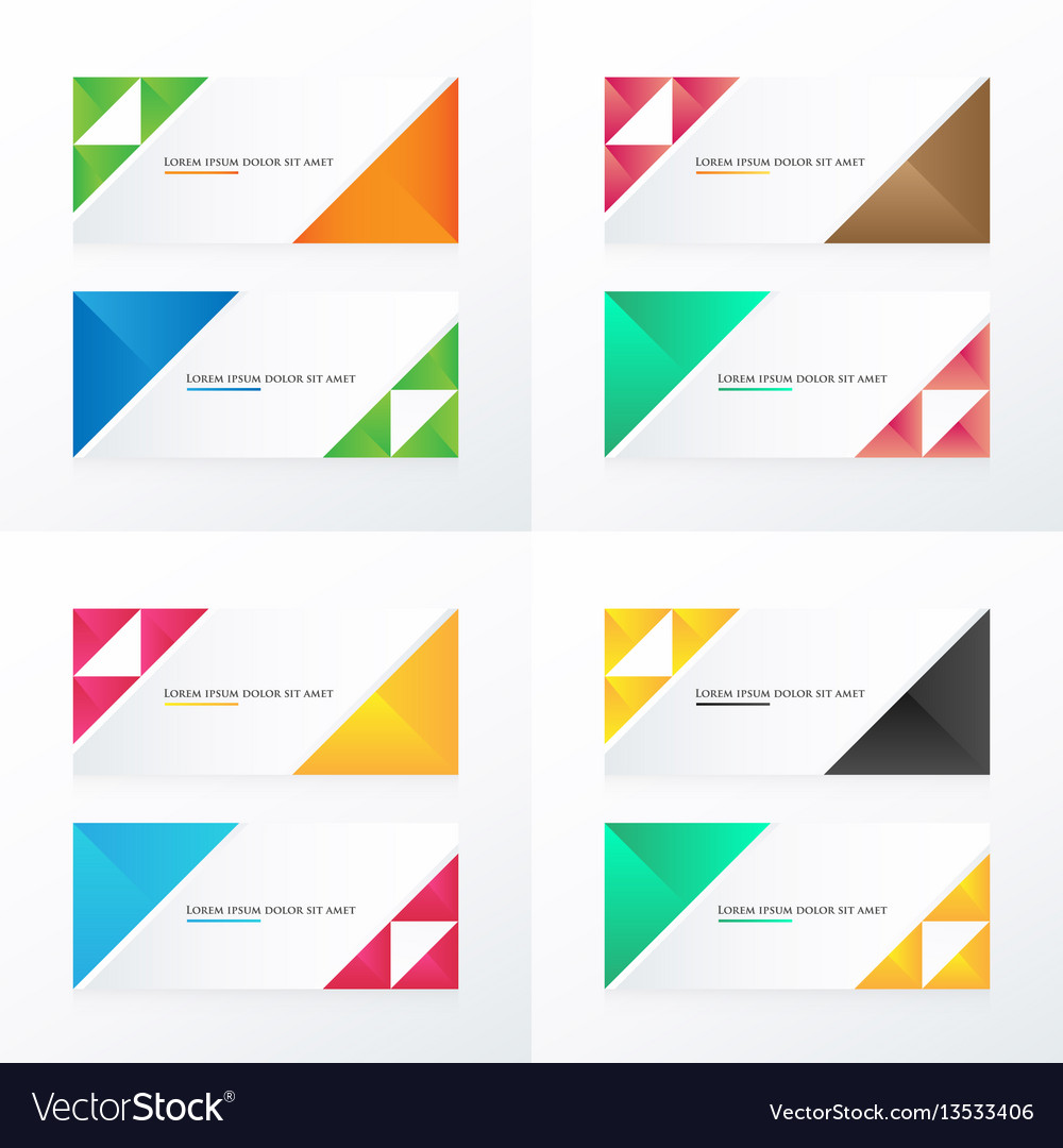 3 Color Set Triangle Banner Royalty Free Vector Image