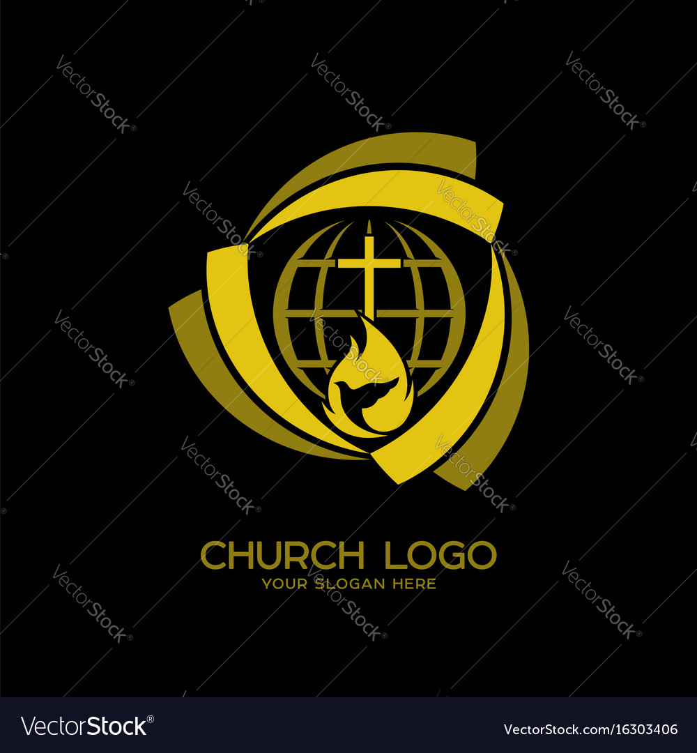 Church logo and christian symbols Royalty Free Vector Image