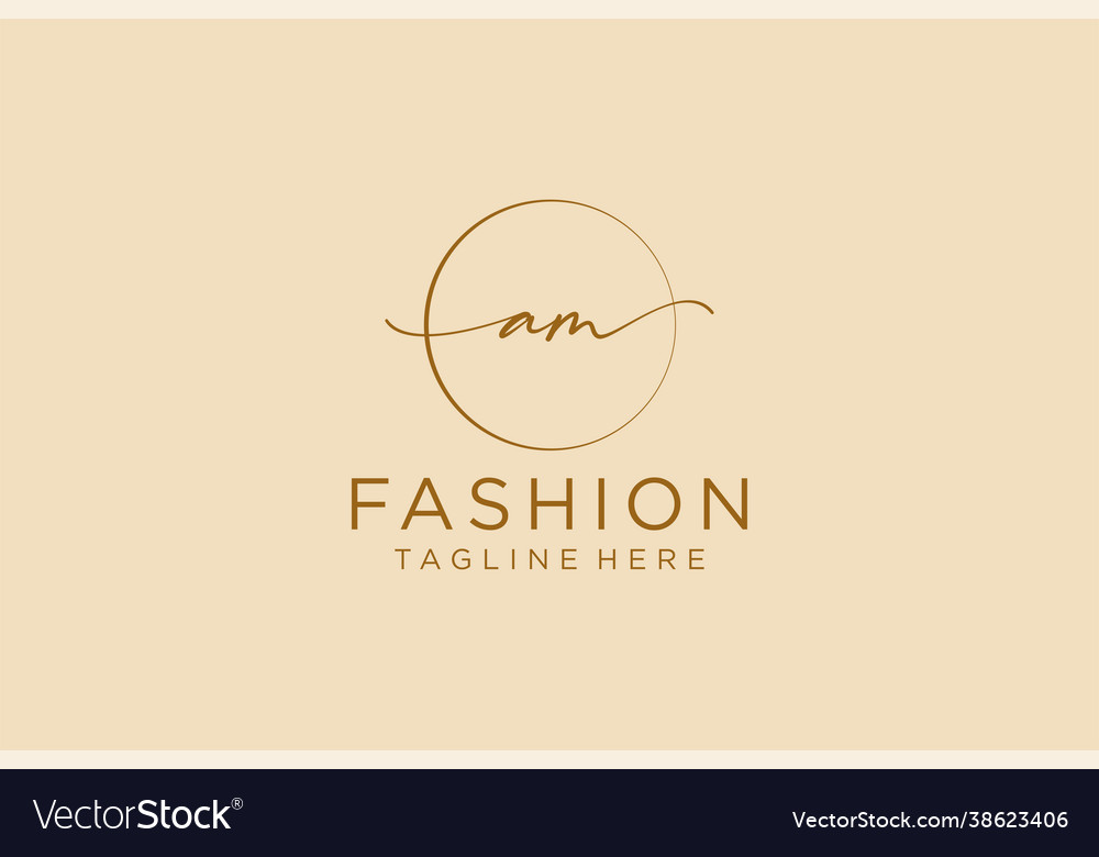 Initial am feminine logo beauty monogramm