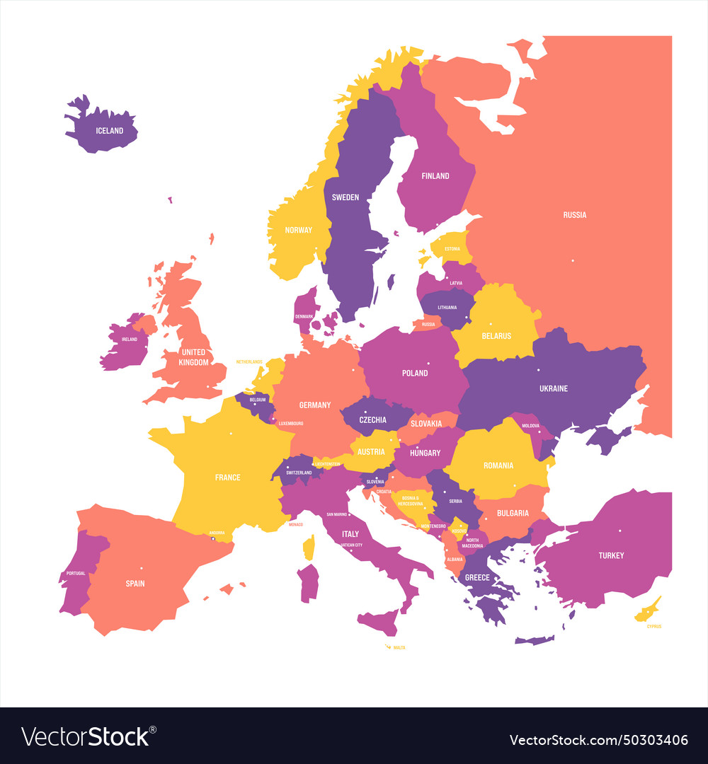 Political Map Of Europe With Cities Royalty Free Vector