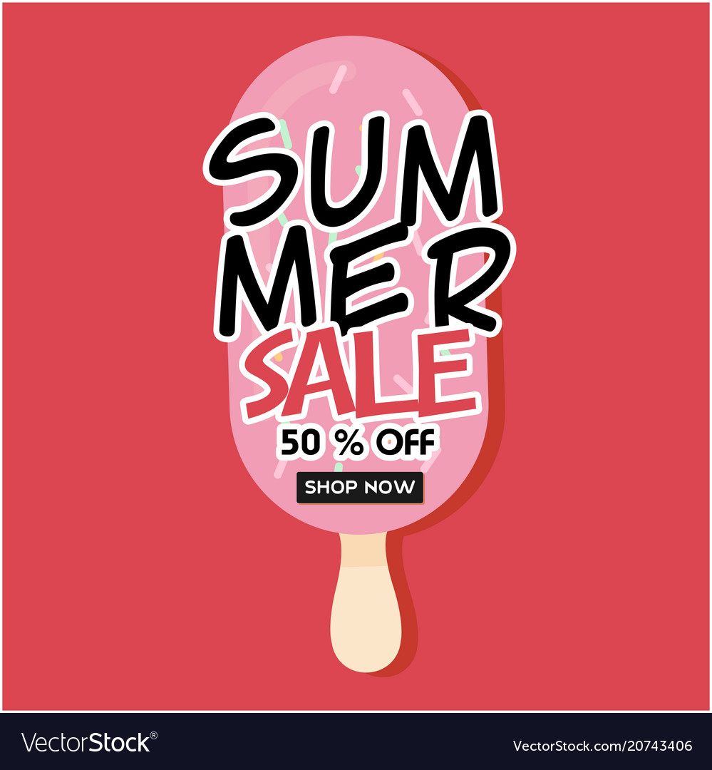 Summer sale 50 off shop now strawberry ice cream Vector Image