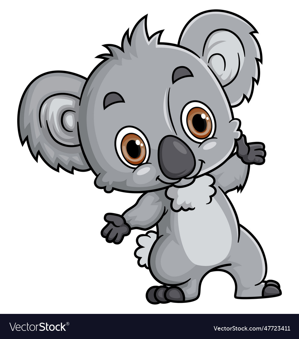 Cartoon funny little koala posing Royalty Free Vector Image