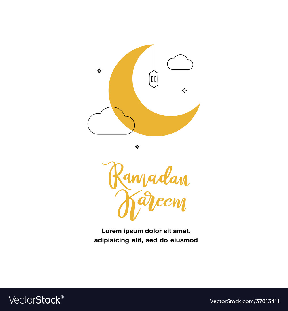 Cute ramadan kareem greeting flat Royalty Free Vector Image