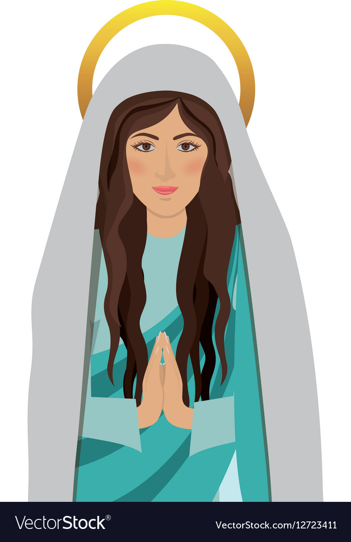 Half body saint virgin mary praying Royalty Free Vector