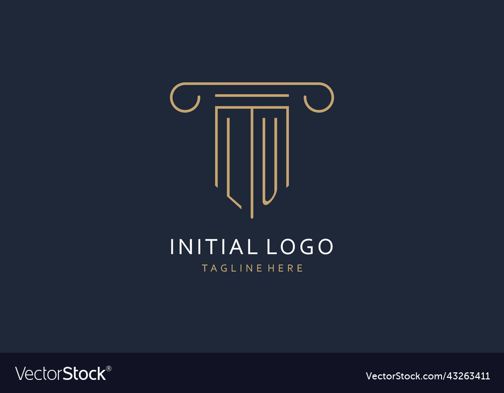 Lu Initial mit Säule Form Logo Design kreativ