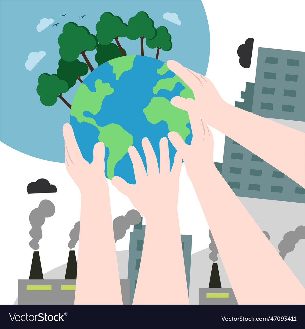 People cooperating for environmental protection Vector Image