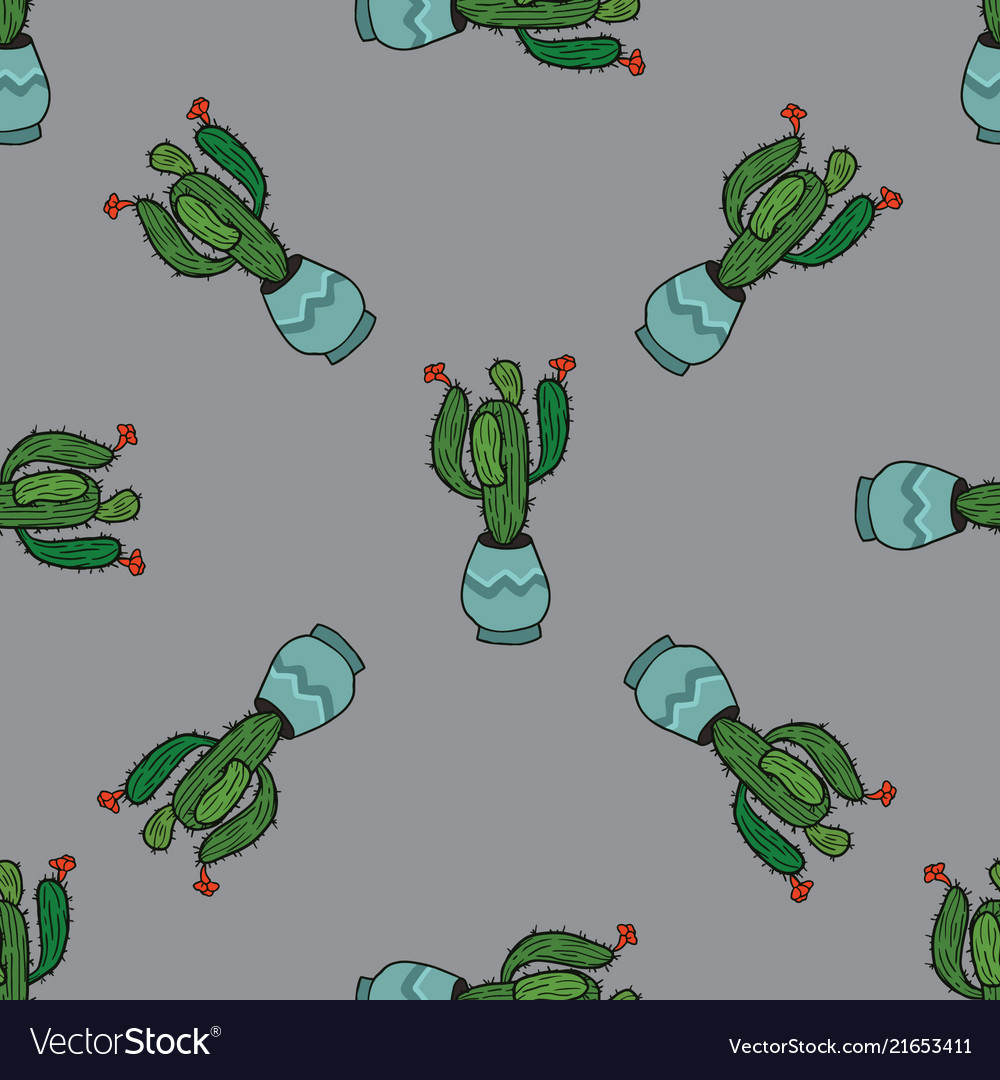 Seamless pattern with cactus