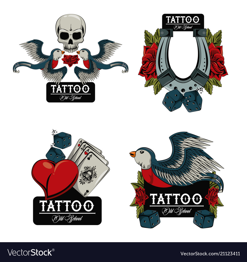Set of tattoo design emblems Royalty Free Vector Image Set of tattoo design emblems Royalty Free Vector Image