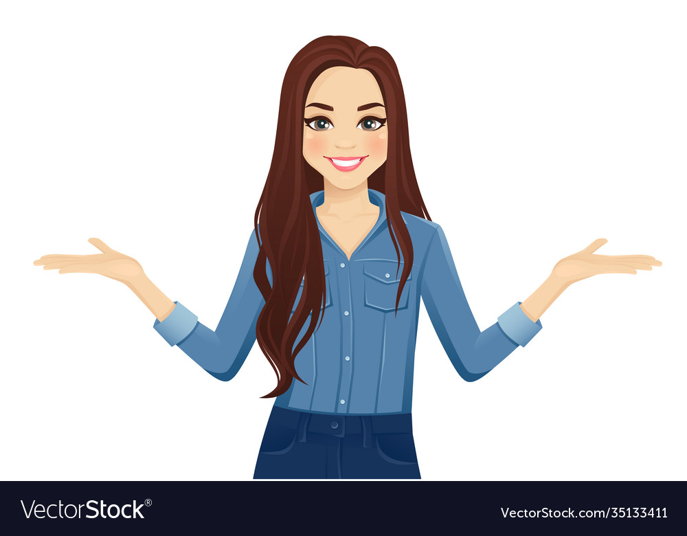 Young woman showing Royalty Free Vector Image - VectorStock