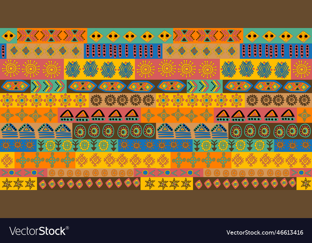 African seamless pattern with colored symbols Vector Image