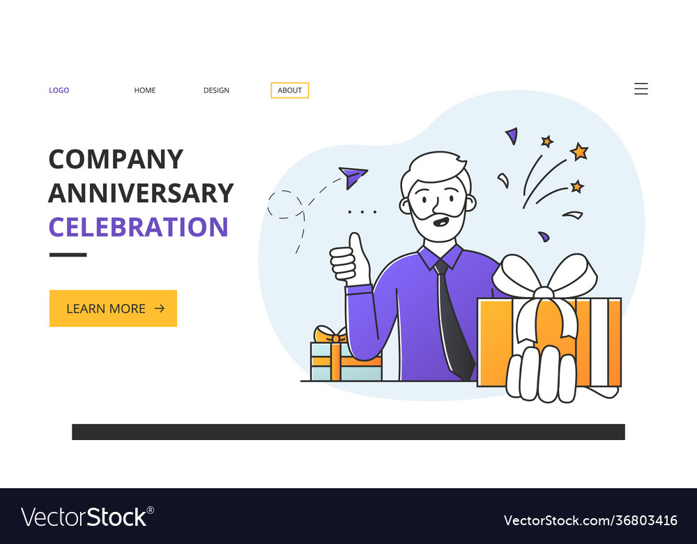 Company anniversary party website landing page