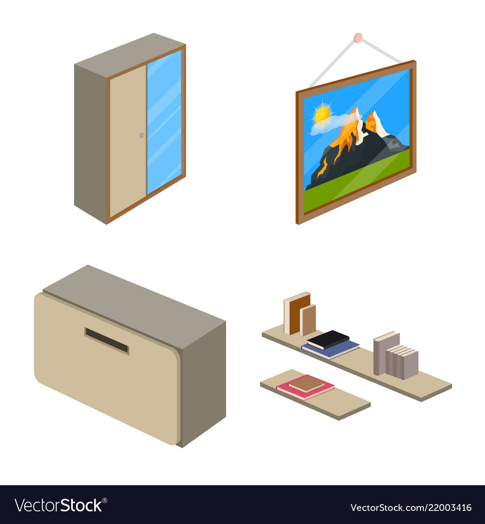 Design of bedroom and room symbol set Royalty Free Vector