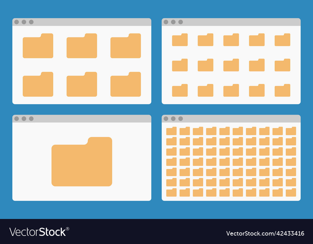 Desktop interface window with folders isolated