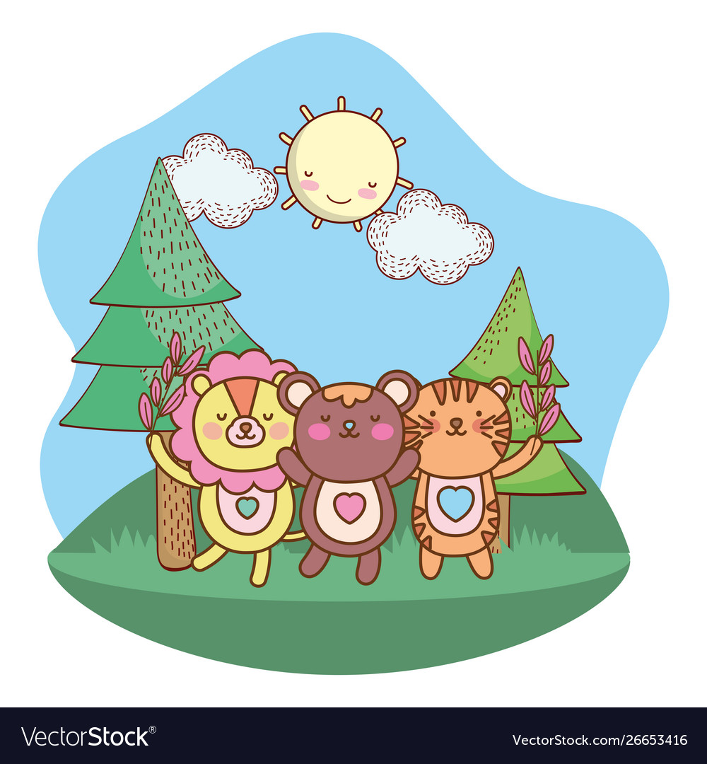 Lion bear and tiger cartoon design Royalty Free Vector Image