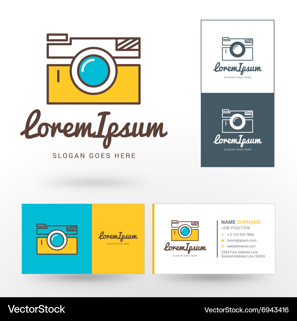Logo template thin line camera Royalty Free Vector Image