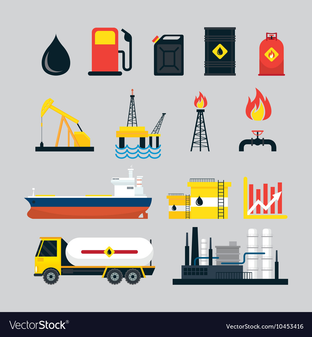 Oil industry object set Royalty Free Vector Image