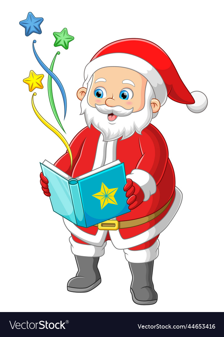 Santa claus liest ein magisches Buch