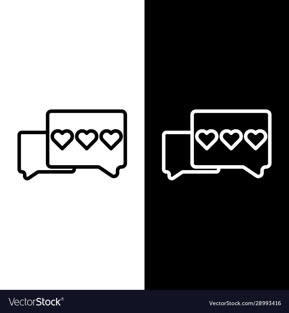 Set line like and heart icon isolated on black